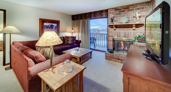 Living room at this Steamboat condo for rent