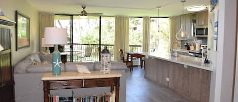 Entrance to spacious condo living room