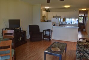 Living room open to the kitchen