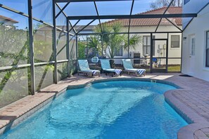 Pool area showing loungers