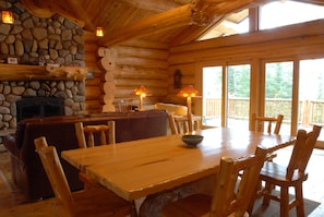 Dining overlooking beautiful Caribou Lake.