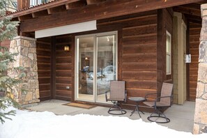 Private patio for relaxing off living room