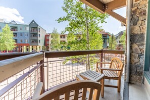 Private balcony over looking River Run Village.