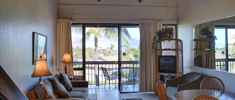 Large living area with vaulted ceilings