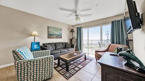 Living Room With Balcony Access and Gulf View