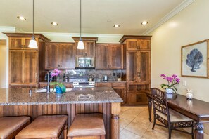 Fully stocked kitchen with room for multiple cooks.