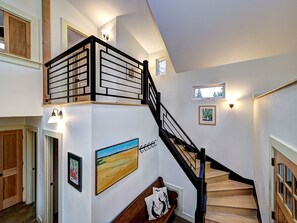 winding maple stairs
