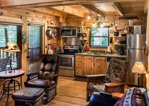 The open floor plan makes this cozy cabin function perfectly 