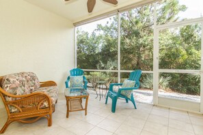 You will enjoy a quiet, private and serene vew of the preserve from your screned lanai.