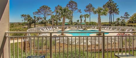 View of our oceanfront pool - Enjoy this amazing view of ocean front pool and the Atlantic ocean.How would you like to wake up to that view on vacation everyday!