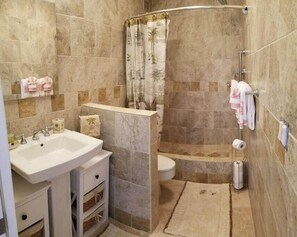 100% tiled bathroom and walk in shower