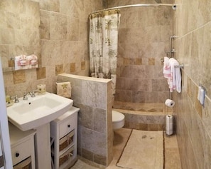 100% tiled bathroom and walk in shower