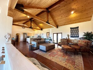Great Room view with Kitchen in the background..