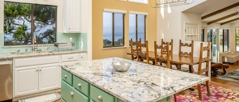 Ocean views from kitchen and dining room