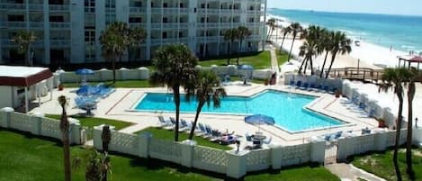 View of the pool - Gulf front pool (one of two) and view from your balcony.