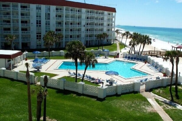 View of the pool - Gulf front pool (one of two) and view from your balcony.