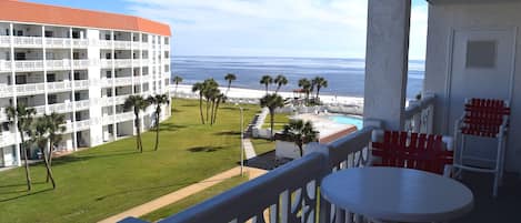 View from the Balcony - High table and chairs - enjoy the view.