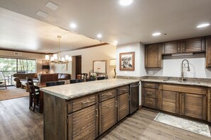 Kitchen is fully equipped with everything you need to cook and dine in
