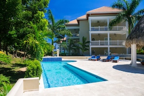 One of the three community pools