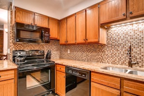 Fully equipped kitchen - Park City Lodging-Park Station 124-Kitchen