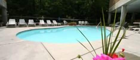 Outdoor pool and hot tub