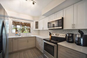 Stunning new kitchen w stainless & quartz