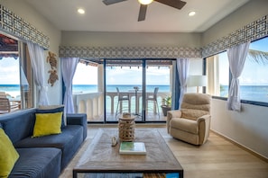 Living Room area looking out to the sea