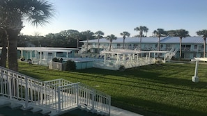 View from your balcony! Cant beat this beautiful view of the pool ! 