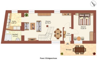 Sehr zentrale Ferienwohnung/150m zum großen Plöner See/ Fewo 3