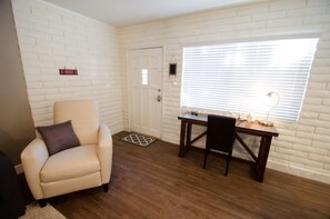FRONT DOOR, RECLINER CHAIR, DESK & CHAIR