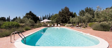 The swimming pool looking towards the villa