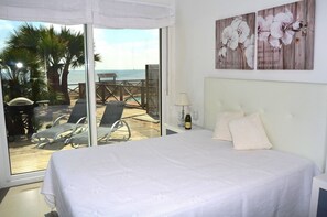 Double bed bedroom with beautiful interiors and beautiful outside views