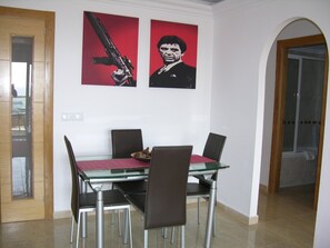 Apartment rental with modern dining area