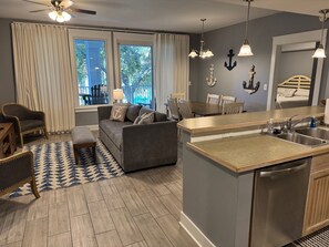 living area (living room, dining room, kitchen)