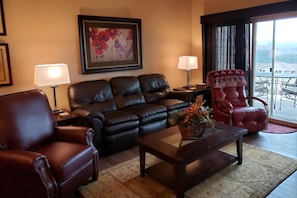 Living Room with Two Leather Recliners.