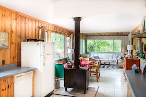 Open concept living, dining room