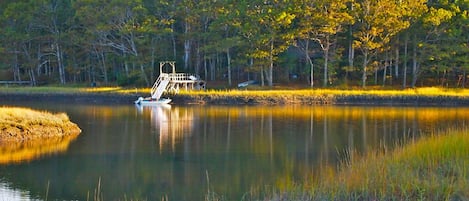 Chauncey Creek, and the property's private dock and waterfront location. 