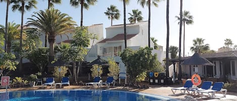 Our detached villa seen from the far side of the pool