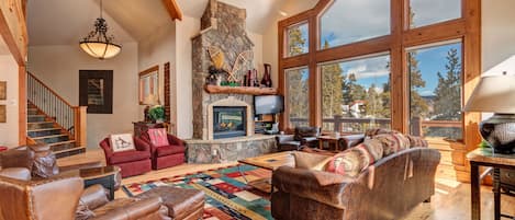 Large Living Room with floor to ceiling picture windows 