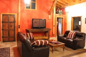 View of the living room with 55" TV 