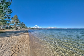 Lake-side Tahoe Home w/Private Beach, Pool & next to Heavenly!
