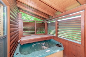 Relax in the private hot tub