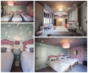 The Flamingo Dreams bedroom with sea views (sleeps 5/6)