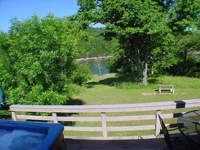 Private six-person hot tub and lake view from the deck!