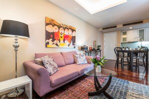 Cosy LIVING ROOM with separate open-plan Kitchen