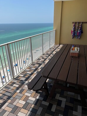 Large Balcony With Picnic Table For Whole Family