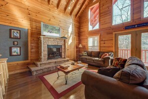 Living Room - Gas Fireplace and Balcony Access - Second Floor