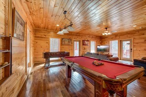 Game Room Area – Featuring Full-Size Pool Table, Foosball, Second Living Room and Bonus Kitchen – First Floor