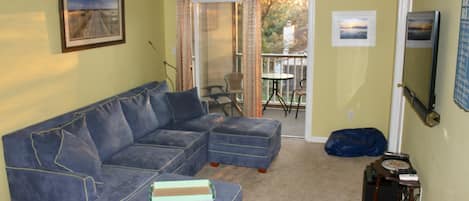 pullout queen bed, private screened in porch through sliding glass doors