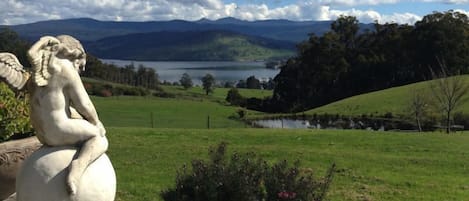 View from deck across Huon River to Hartz Ranges